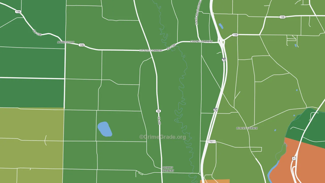 Littles Corners, PA Map of Vandalism Rates