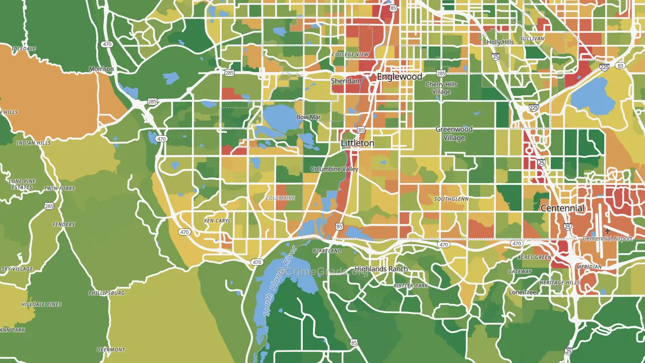 Littleton, CO Map of Vandalism Rates