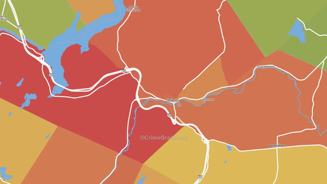 Littleton, NH Map of Vandalism Rates