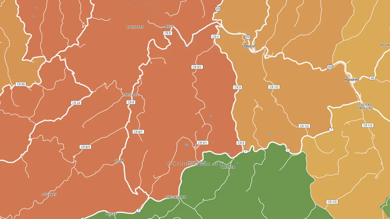 Littleton, WV Map of Vandalism Rates