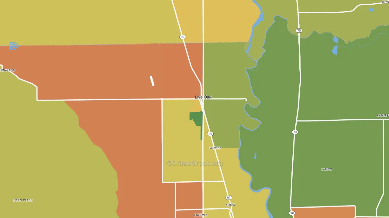 Live Oak, CA Map of Vandalism Rates
