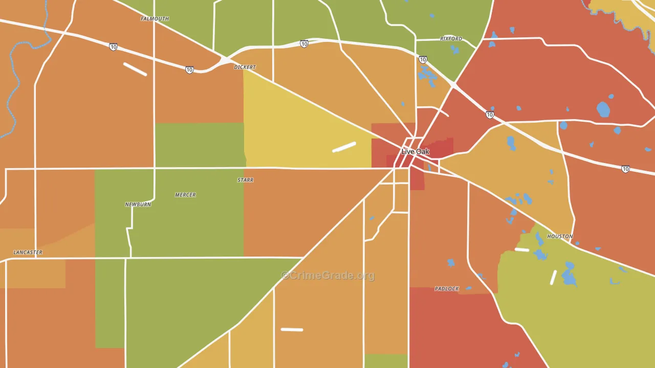 Live Oak, FL Map of Vandalism Rates