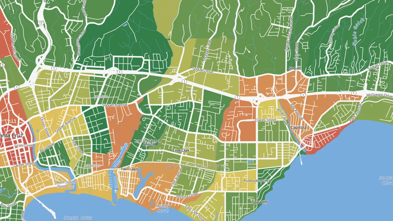 Live Oak, Santa Cruz, CA Map of Vandalism Rates