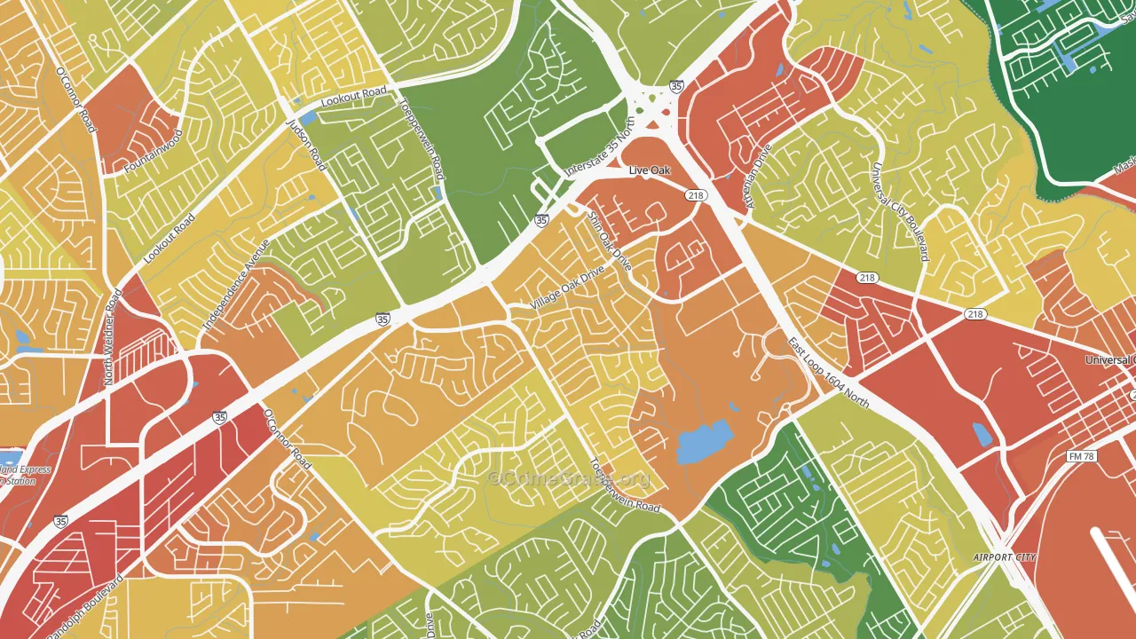 Live Oak, TX Map of Vandalism Rates
