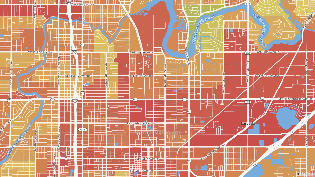 Live Oaks Square, Tampa, FL Map of Vandalism Rates