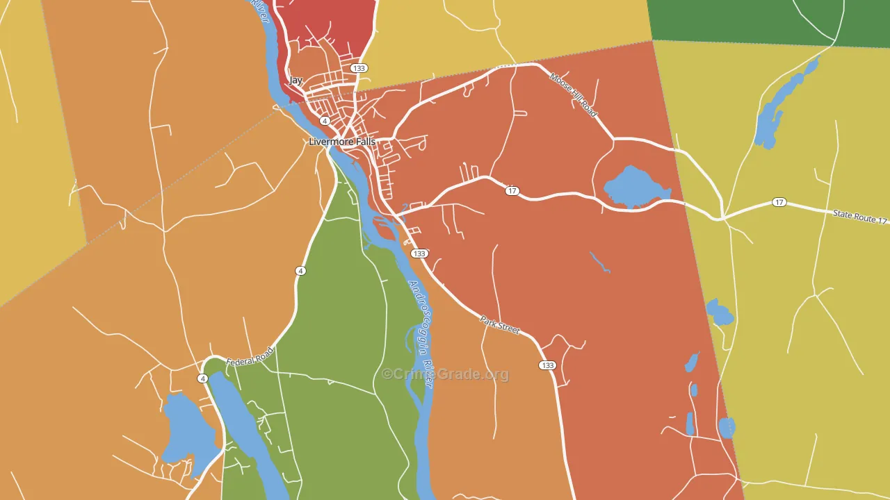 Livermore Falls, ME Map of Vandalism Rates