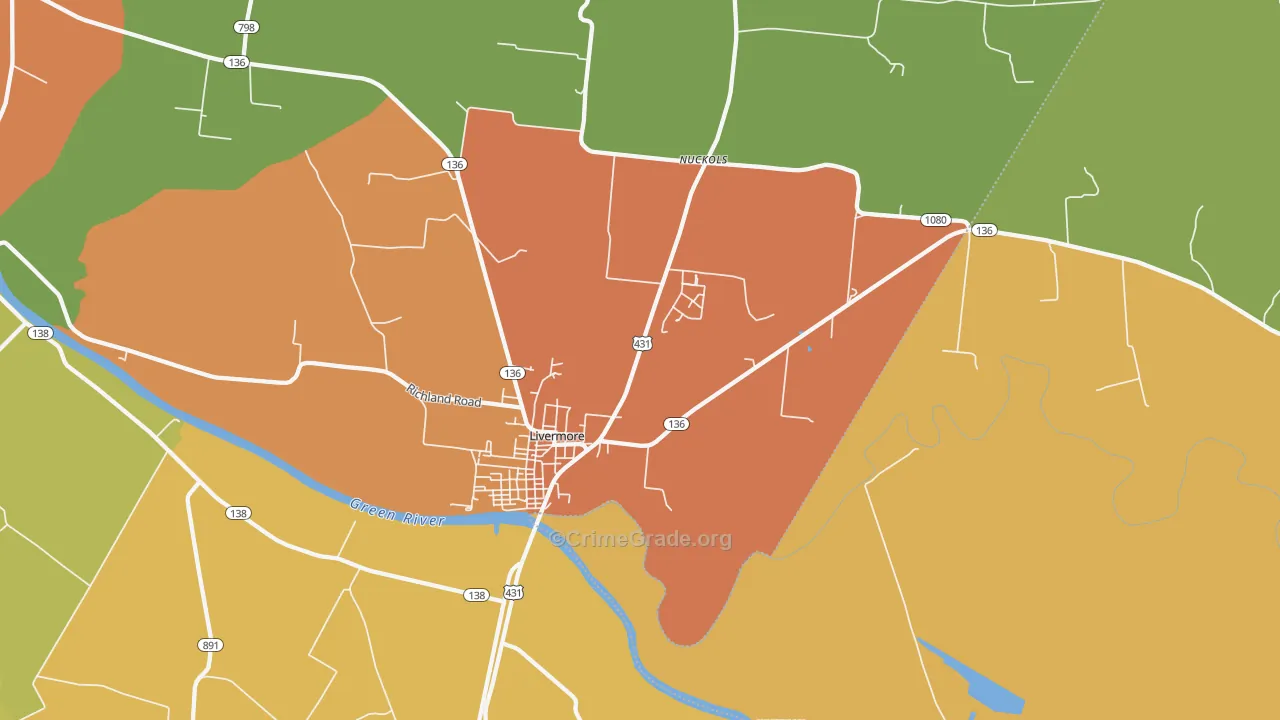 Livermore, KY Map of Vandalism Rates