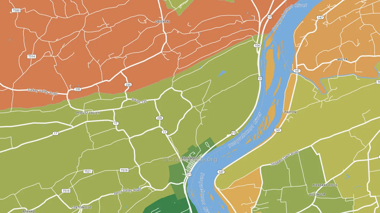 Liverpool, PA Map of Vandalism Rates
