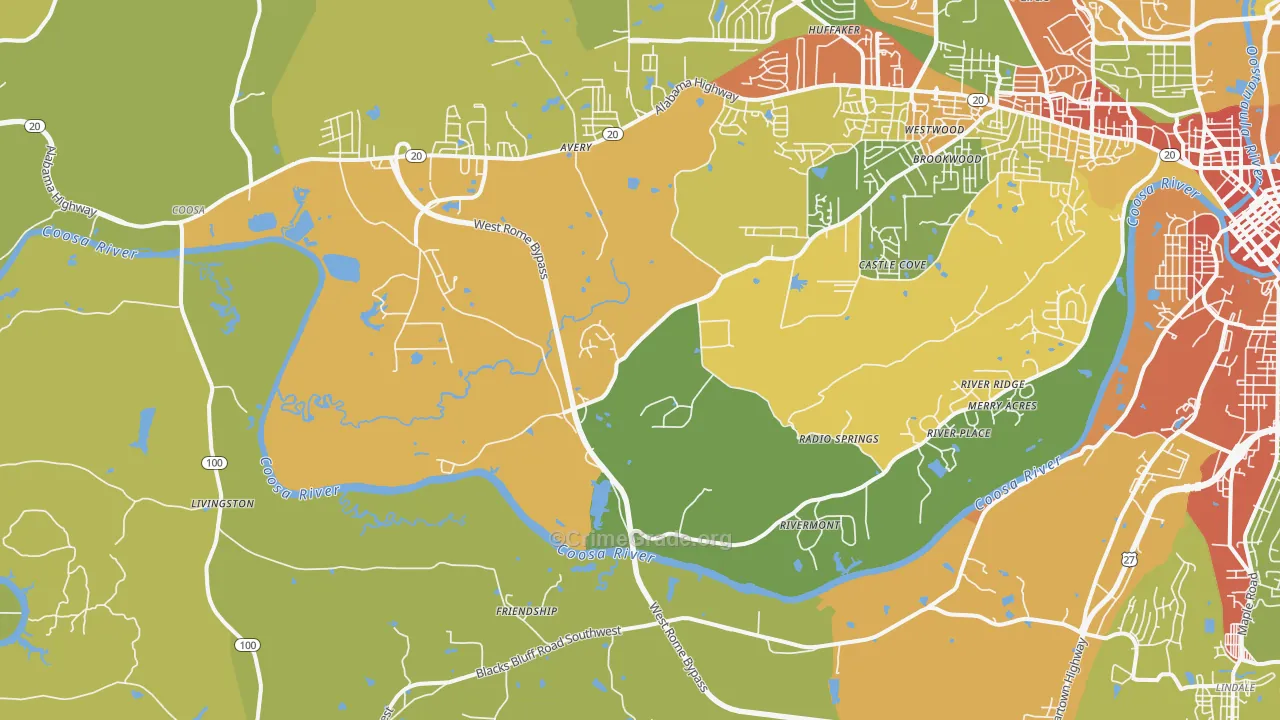 Livingston, GA Map of Vandalism Rates