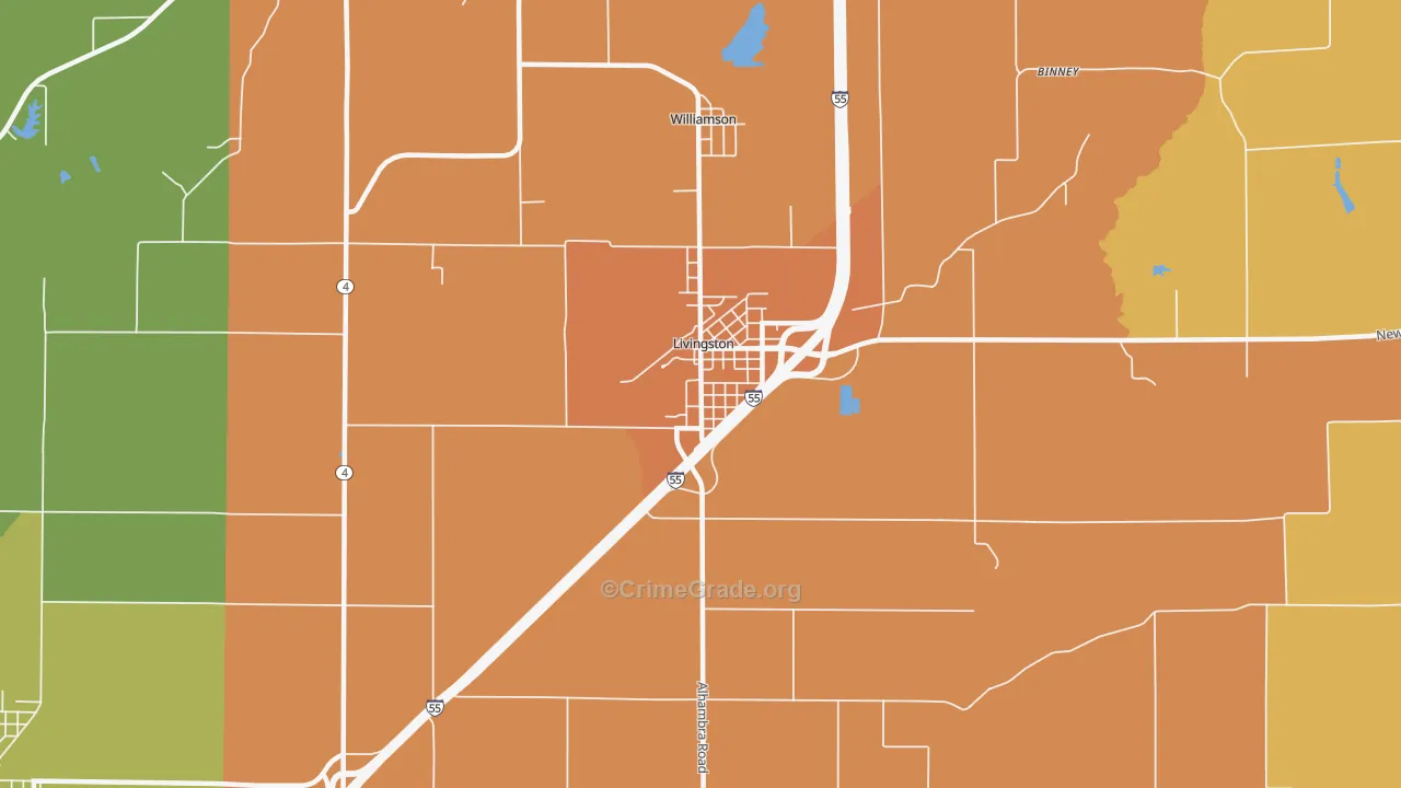 Livingston, IL Map of Vandalism Rates