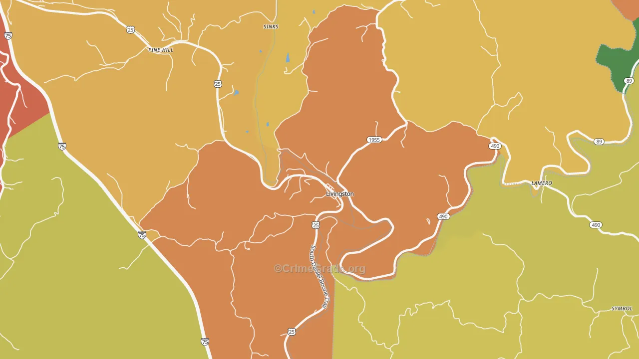 Livingston, KY Map of Vandalism Rates