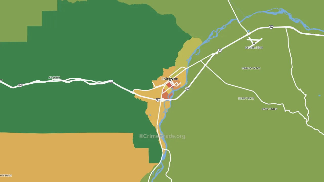 Livingston, MT Map of Vandalism Rates