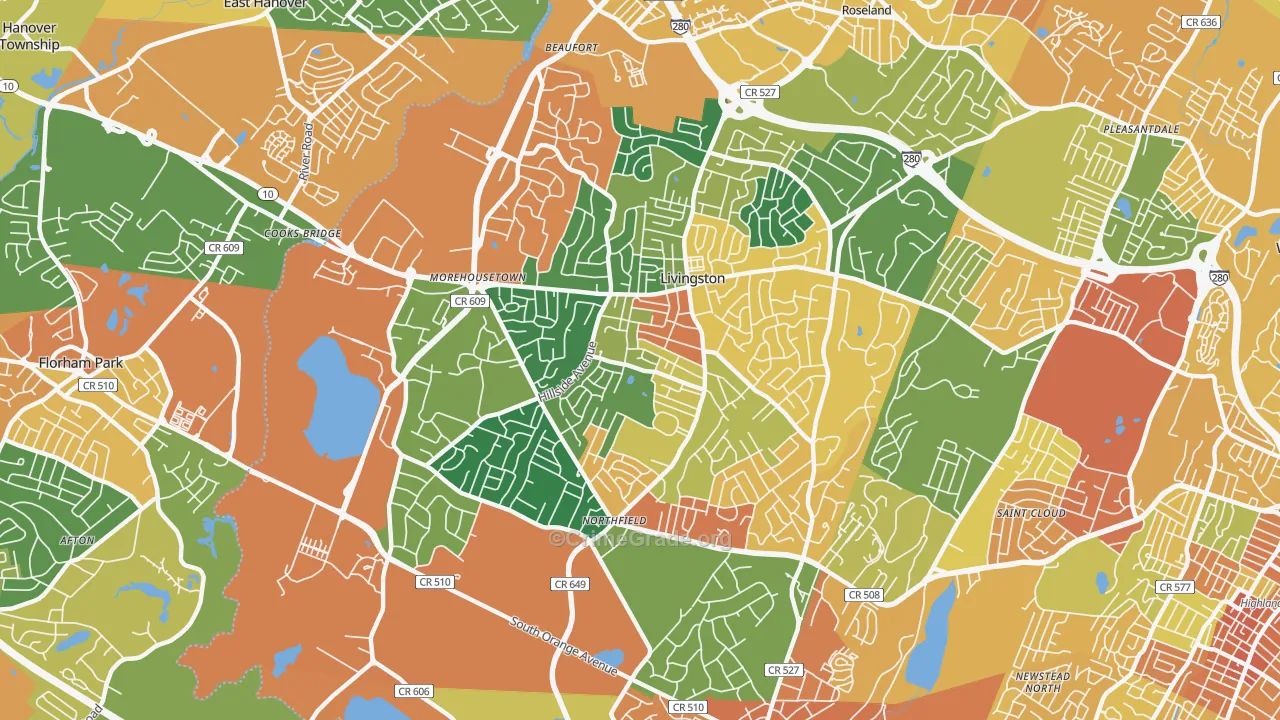 Livingston, NJ Map of Vandalism Rates