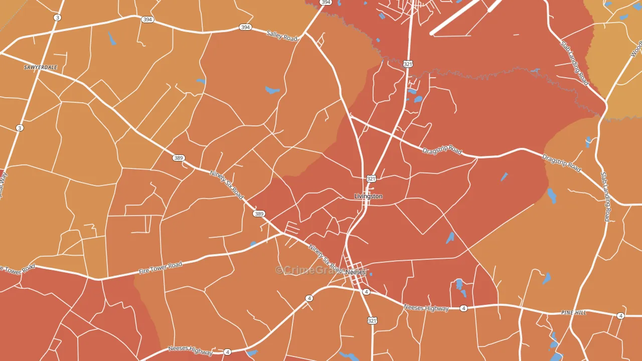 Livingston, SC Map of Vandalism Rates