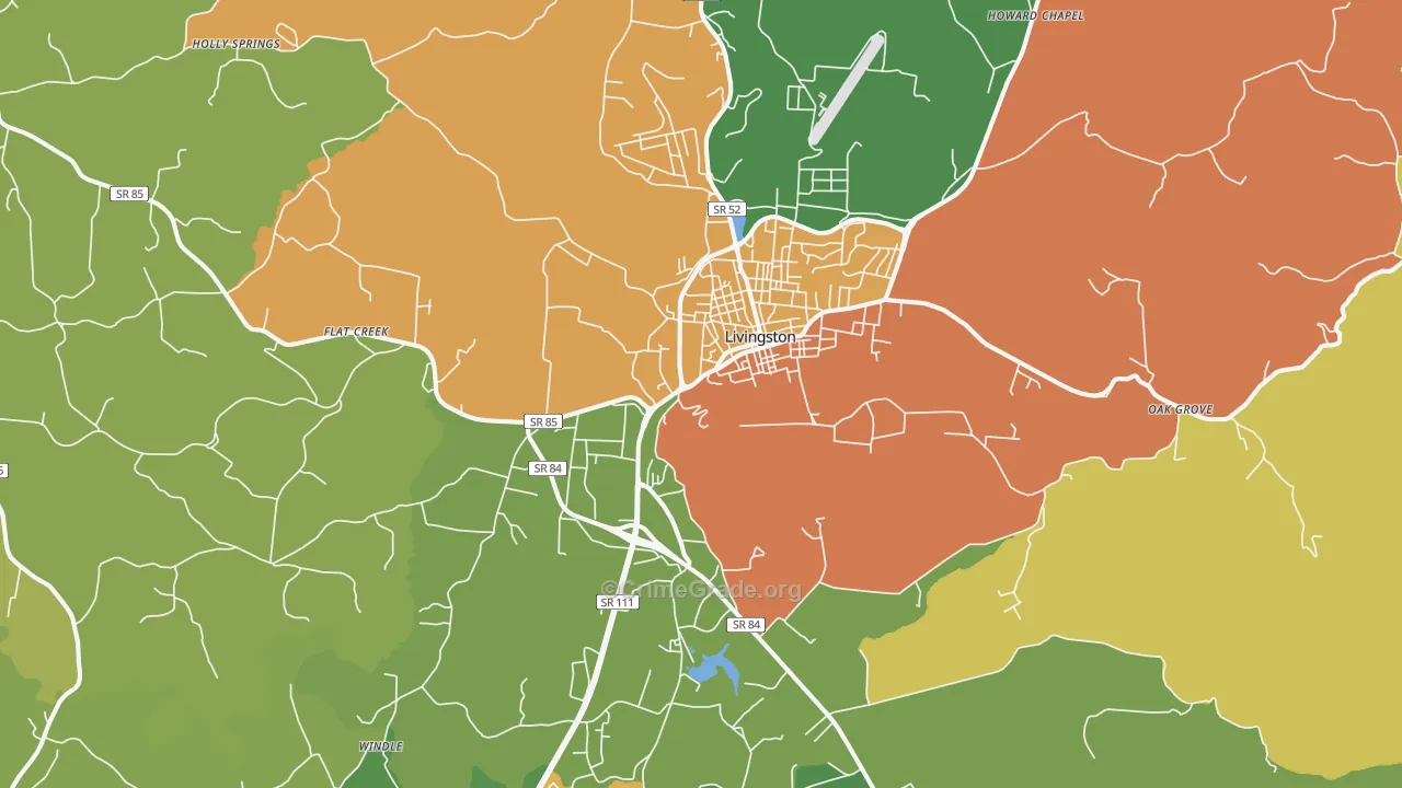 Livingston, TN Map of Vandalism Rates