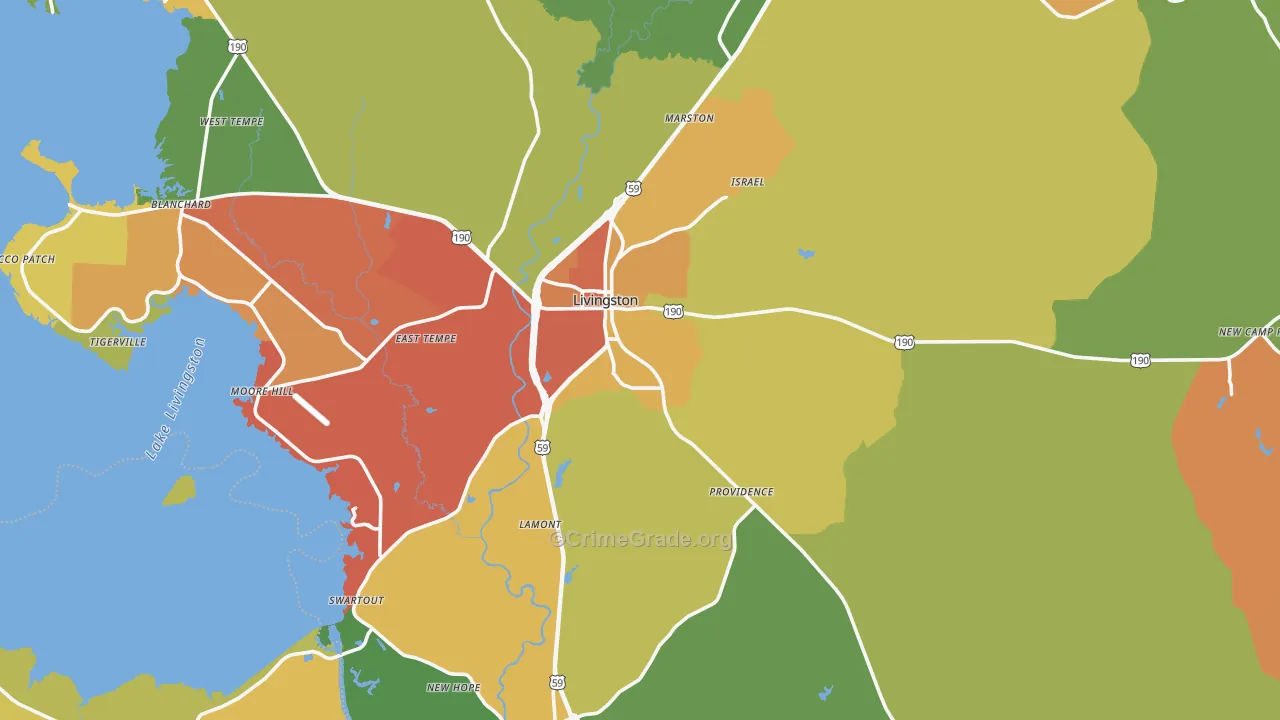 Livingston, TX Map of Vandalism Rates