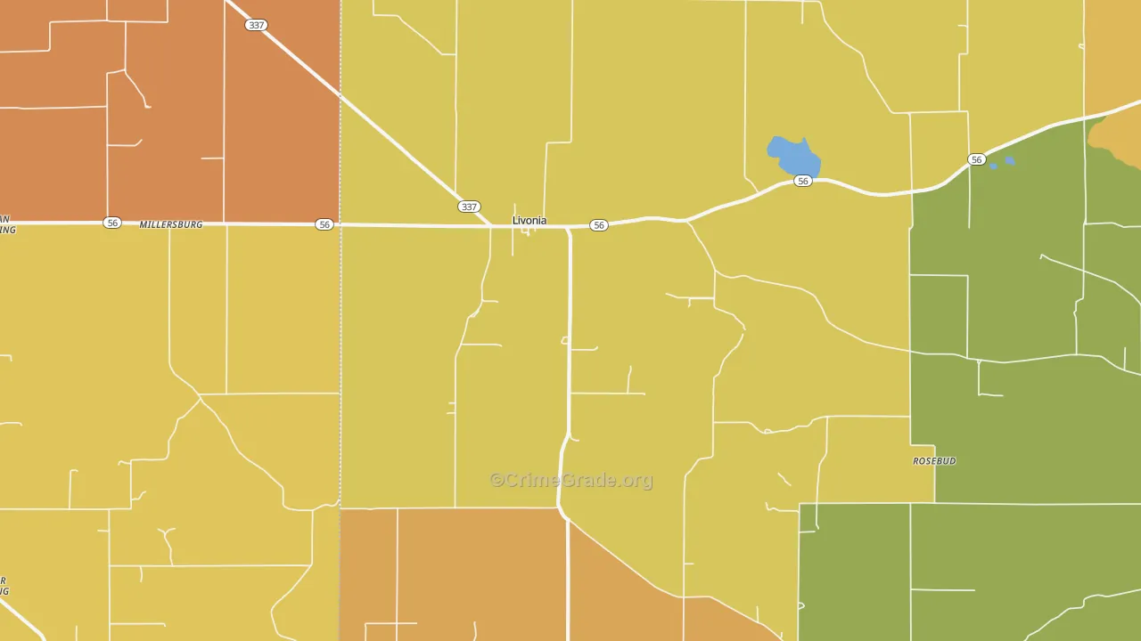 Livonia, IN Map of Vandalism Rates