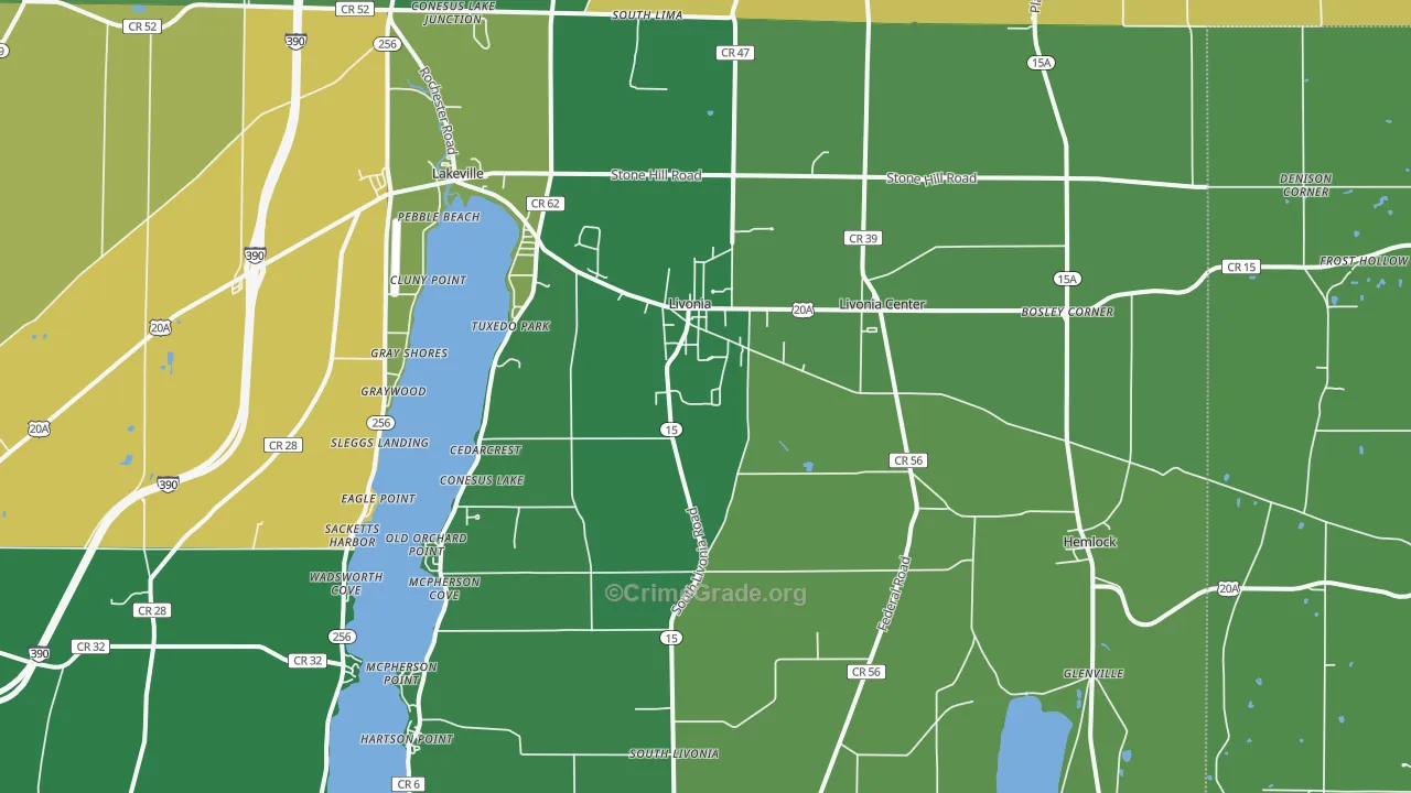 Livonia, NY Map of Vandalism Rates