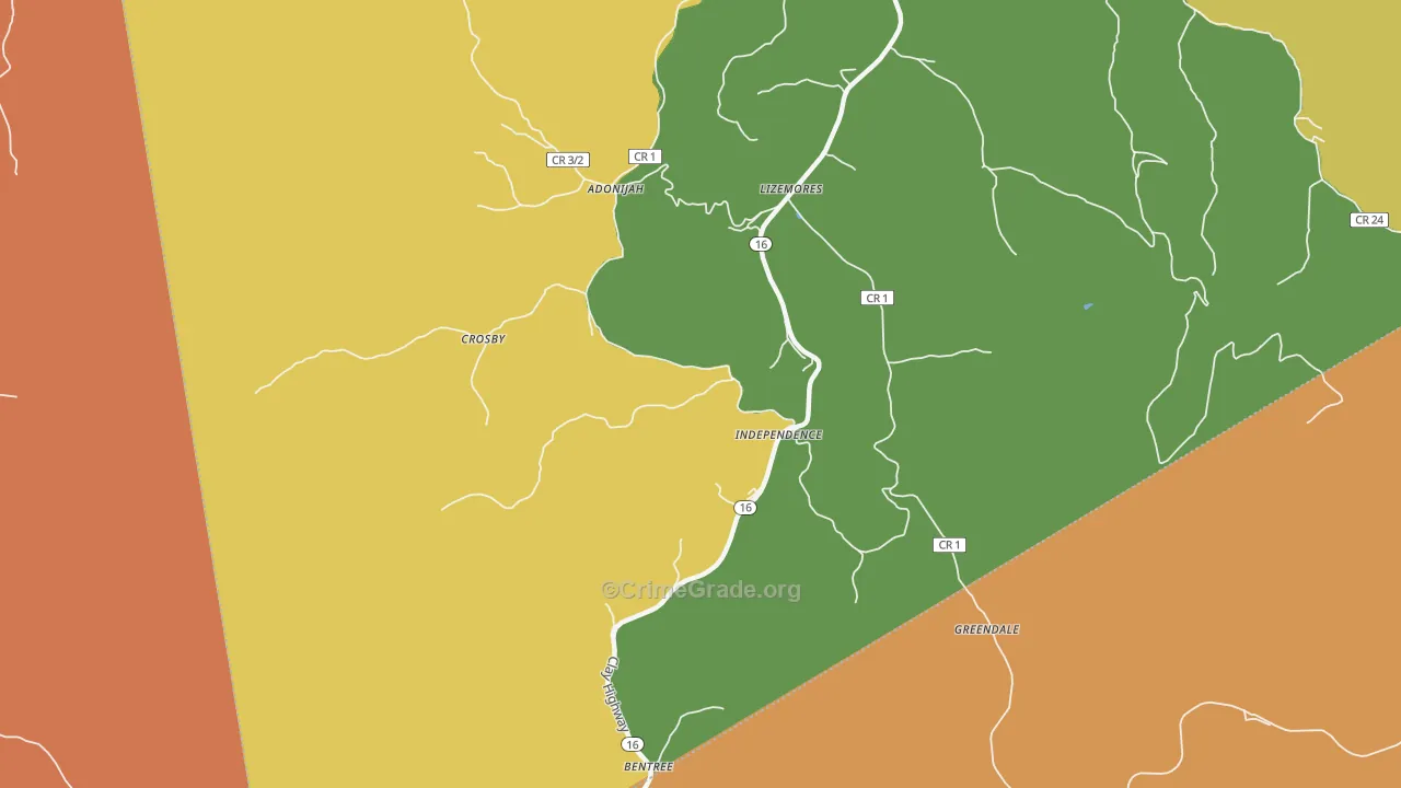Lizemores, WV Map of Vandalism Rates