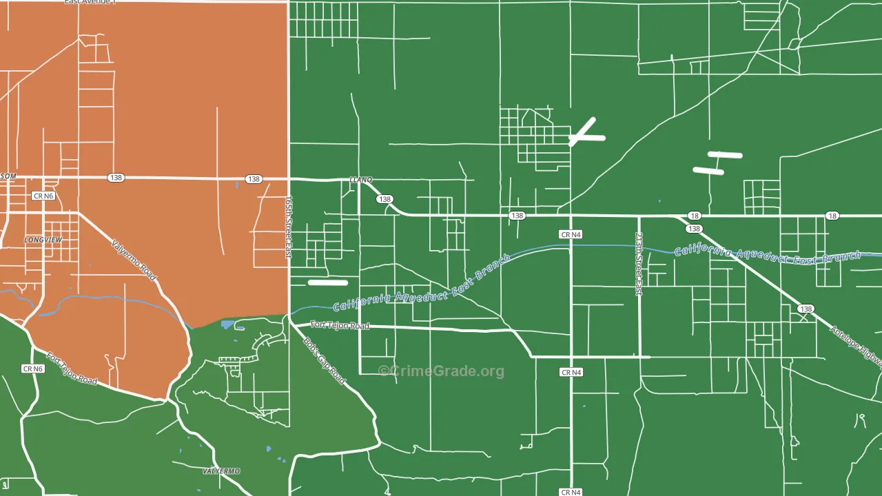 Llano, CA Map of Vandalism Rates