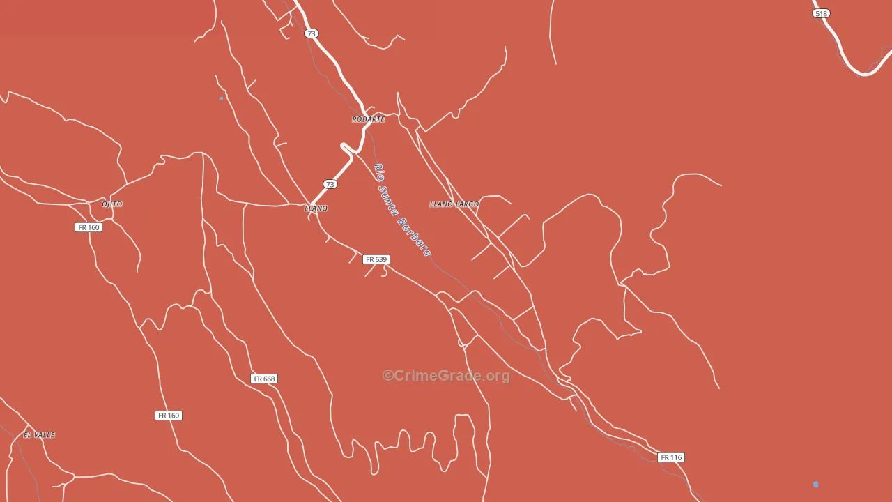 Llano Largo, NM Map of Vandalism Rates