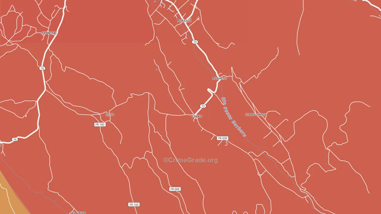 Llano, NM Map of Vandalism Rates