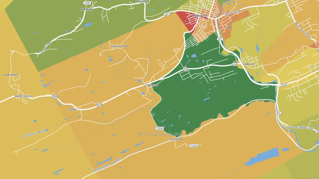 Llewellyn, PA Map of Vandalism Rates