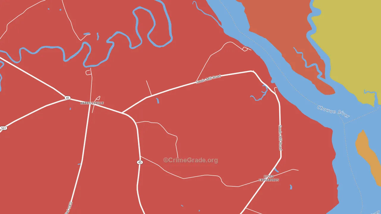 Lloyd Crossroads, NC Map of Vandalism Rates