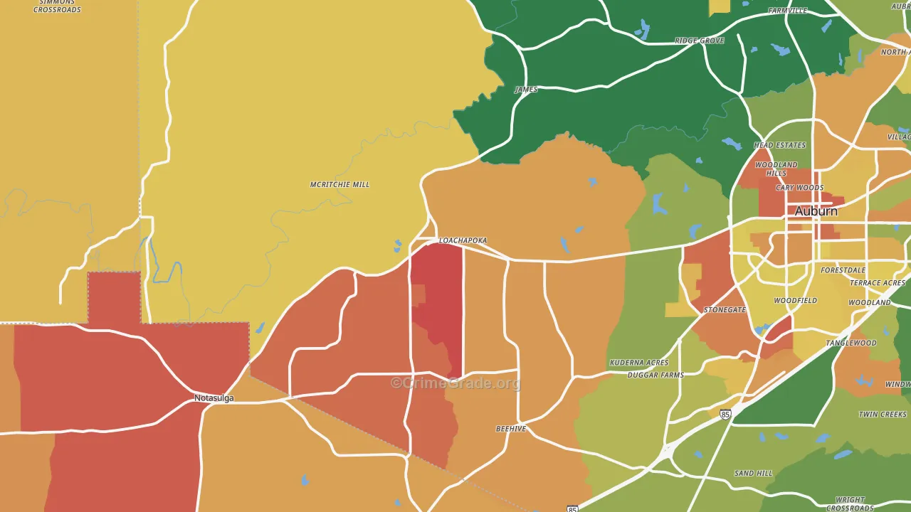 Loachapoka, AL Map of Vandalism Rates