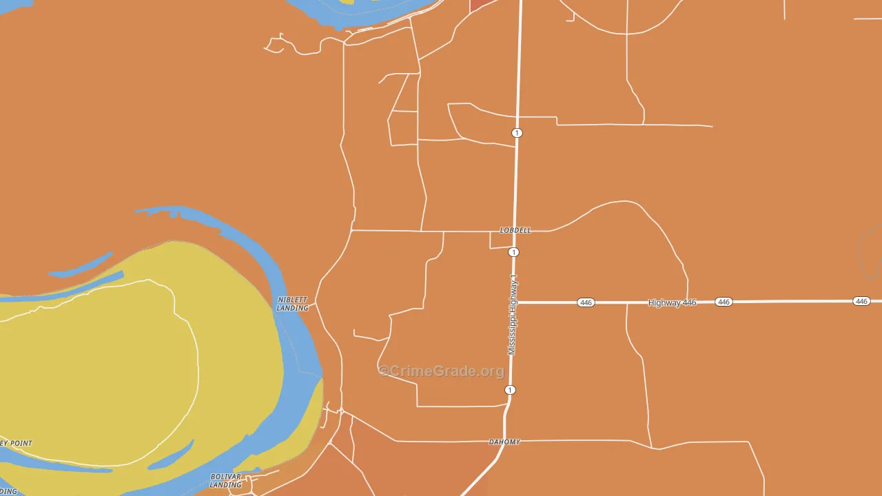 Lobdell, MS Map of Vandalism Rates