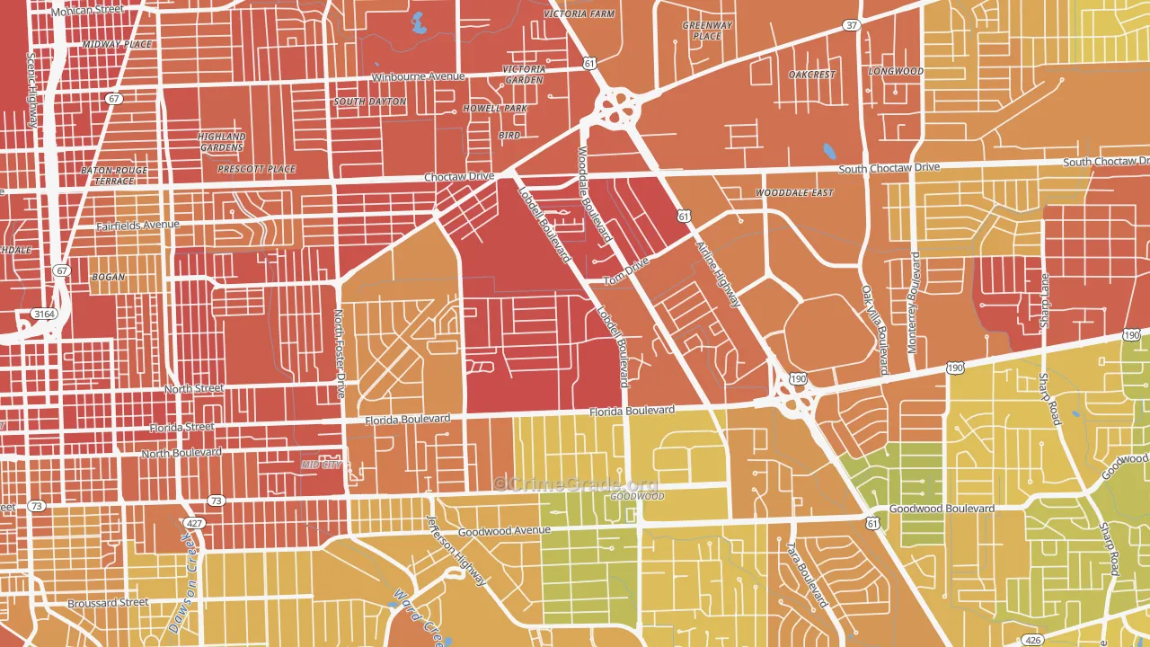 Lobdell-Woodale, Baton Rouge, LA Map of Vandalism Rates