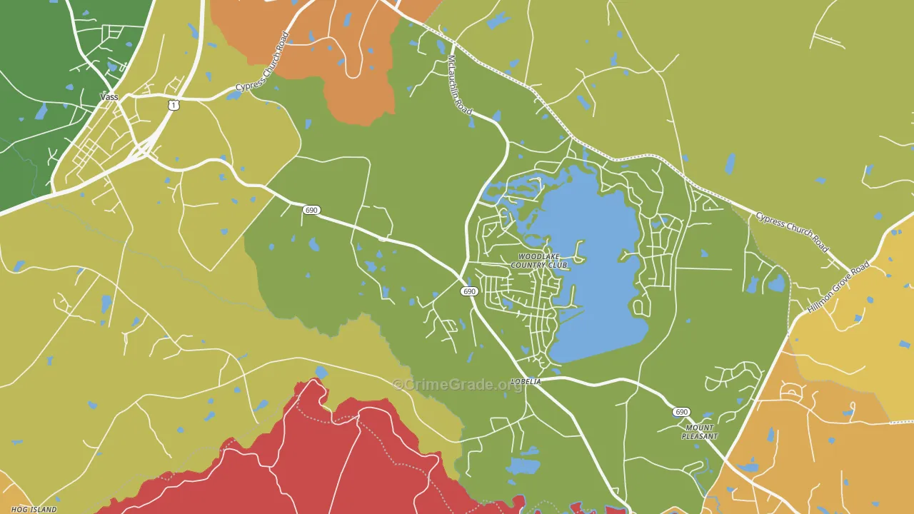 Lobelia, NC Map of Vandalism Rates
