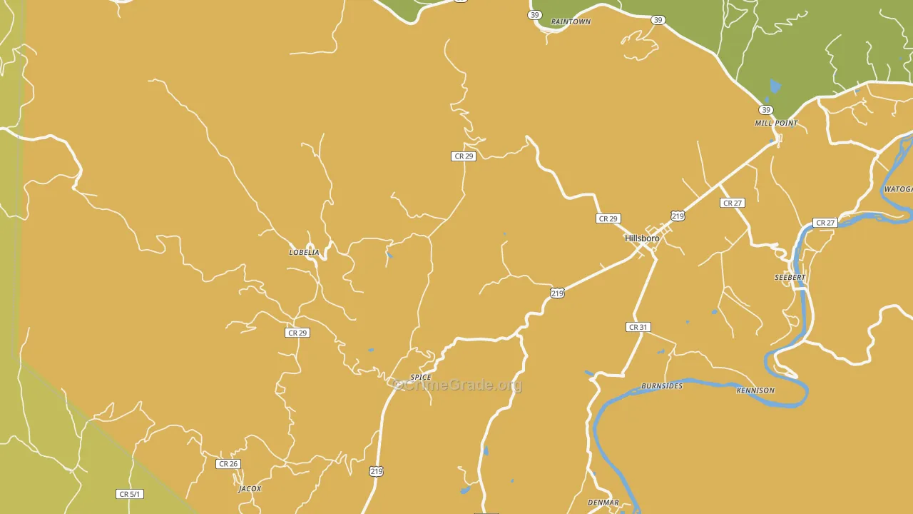 Lobelia, WV Map of Vandalism Rates