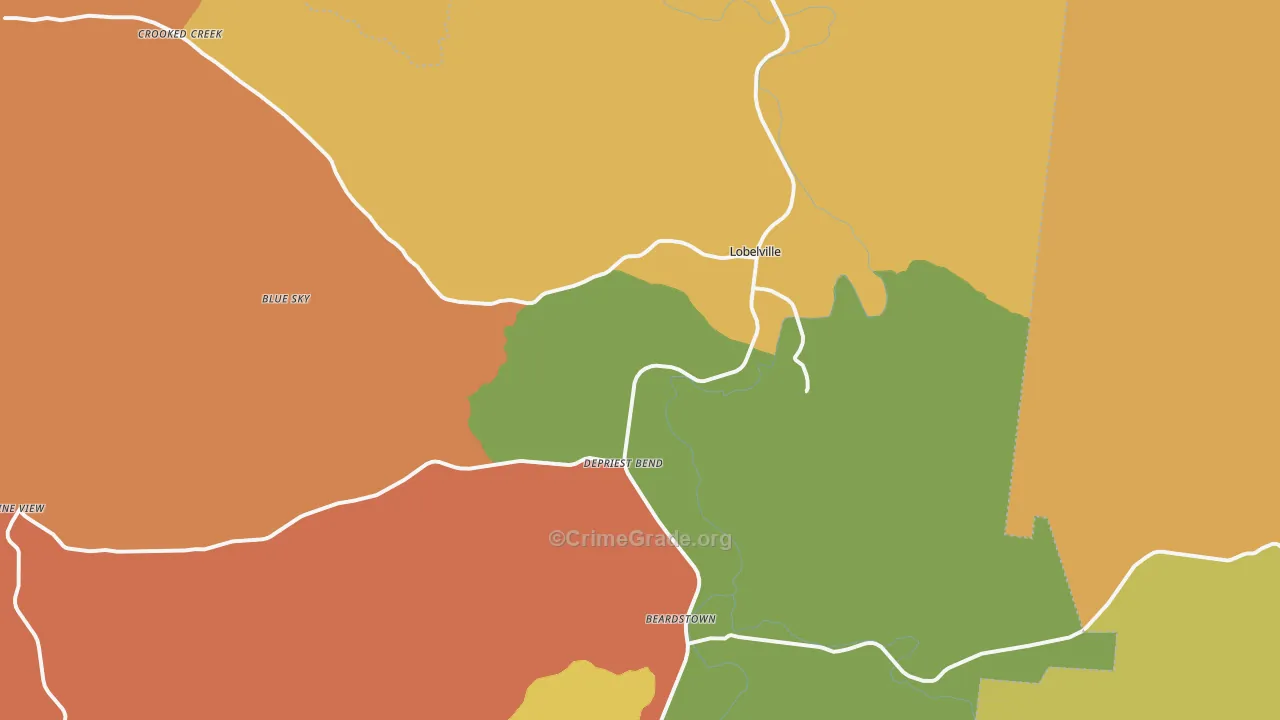 Lobelville, TN Map of Vandalism Rates