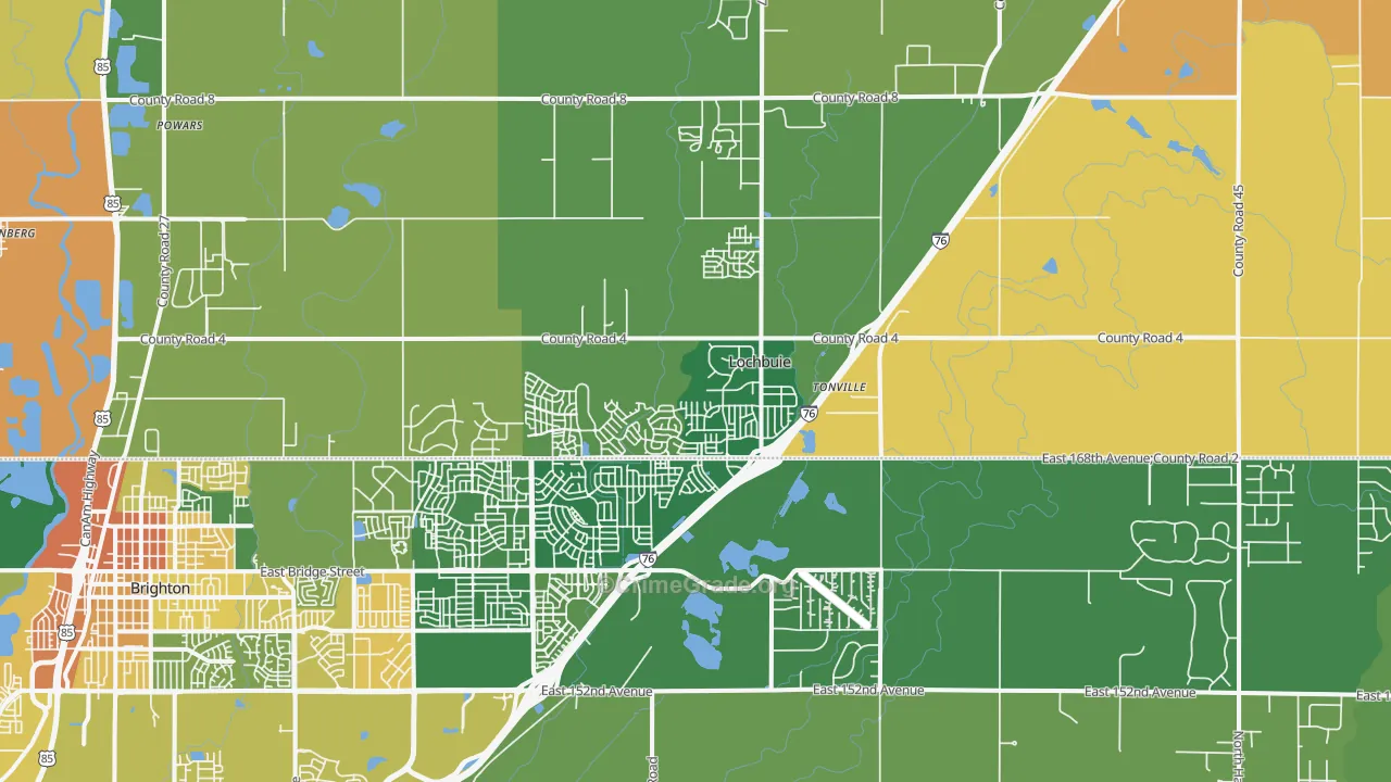 Lochbuie, CO Map of Vandalism Rates
