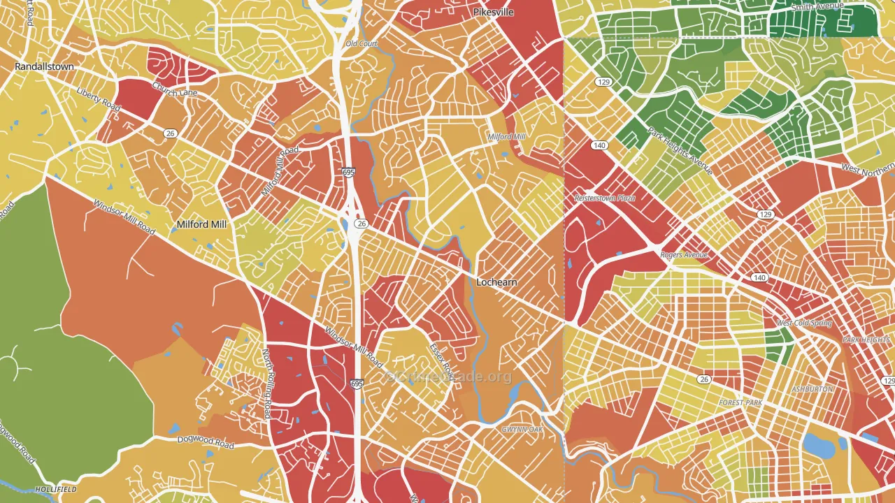 Lochearn, MD Map of Vandalism Rates