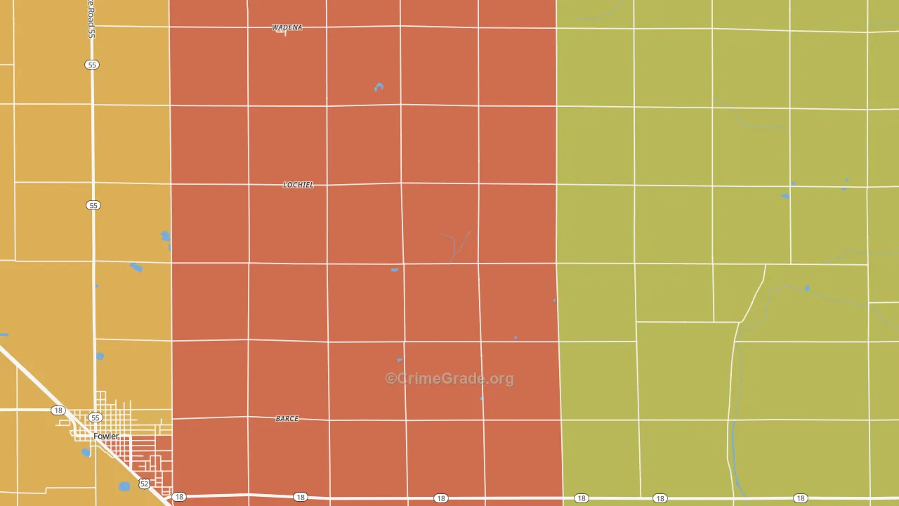 Lochiel, IN Map of Vandalism Rates