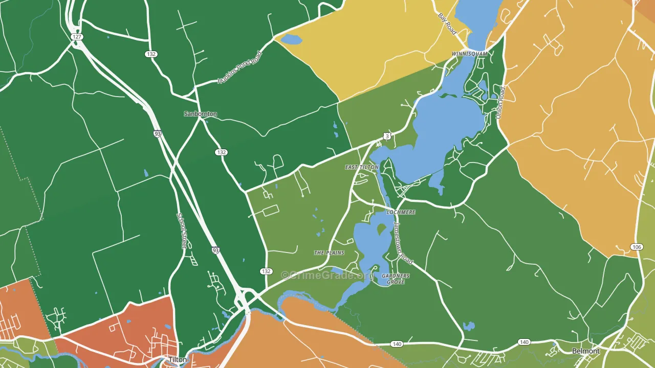 Lochmere, NH Map of Vandalism Rates