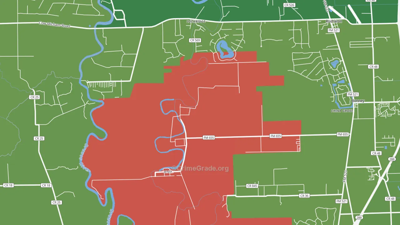 Lochridge, TX Map of Vandalism Rates