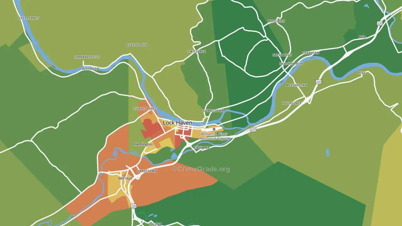 Lock Haven, PA Map of Vandalism Rates