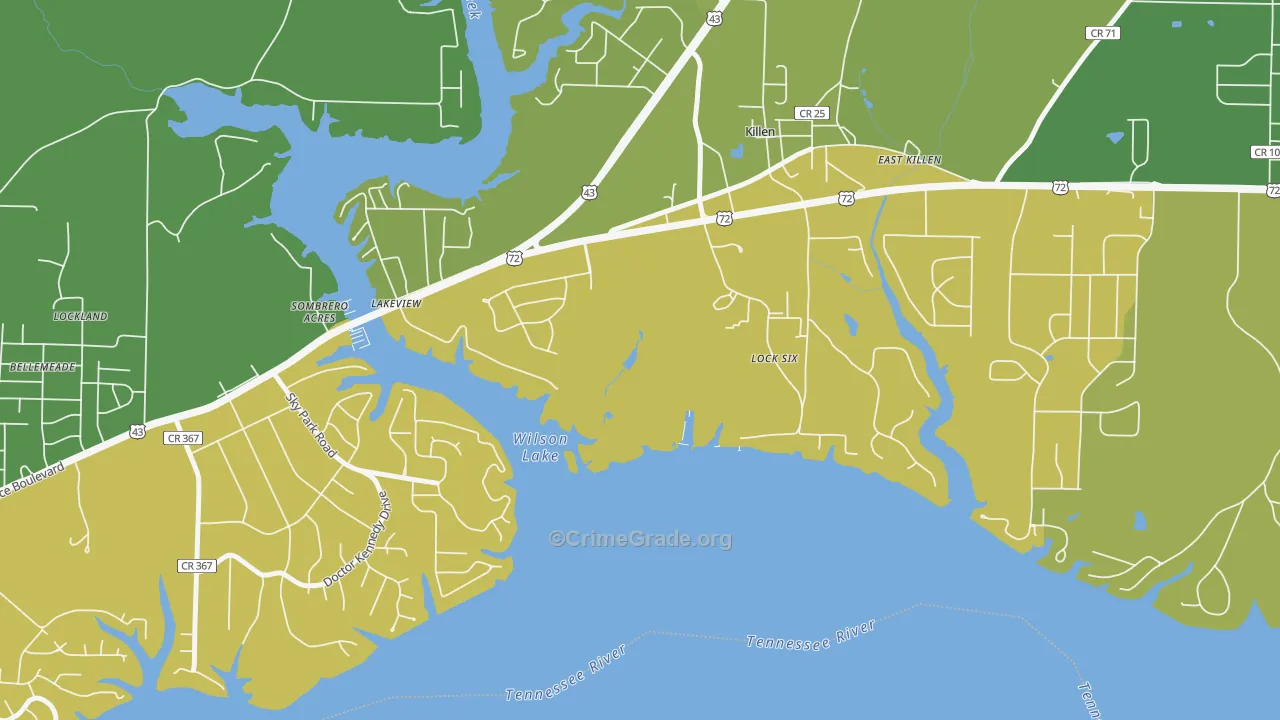 Lock Six, AL Map of Vandalism Rates