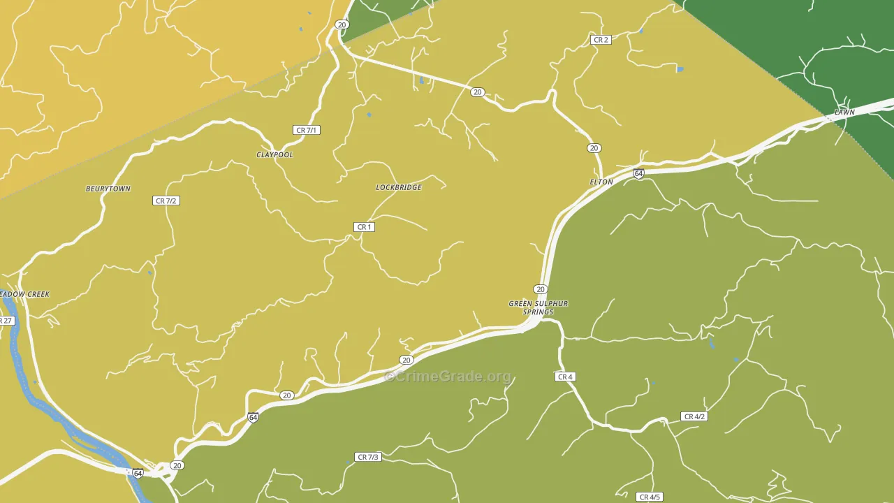 Lockbridge, WV Map of Vandalism Rates