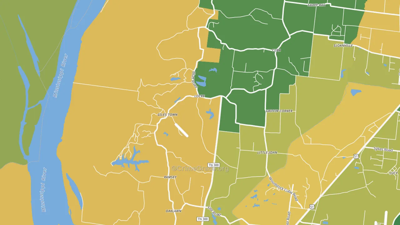 Locke, TN Map of Vandalism Rates