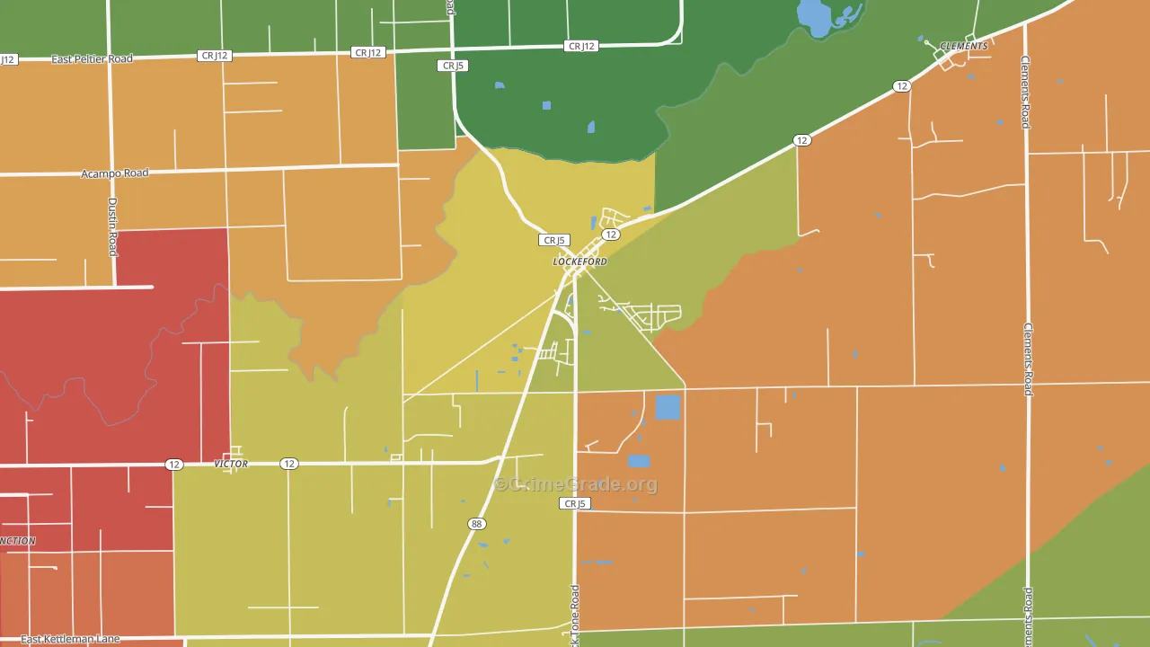 Lockeford, CA Map of Vandalism Rates