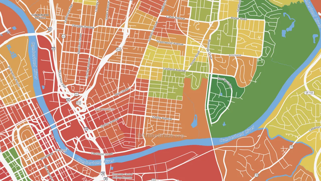 Lockeland Springs, Nashville, TN Map of Vandalism Rates
