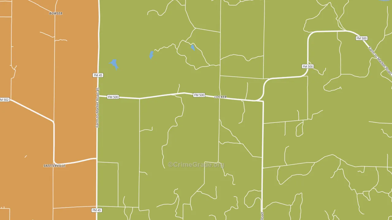 Locker, TX Map of Vandalism Rates