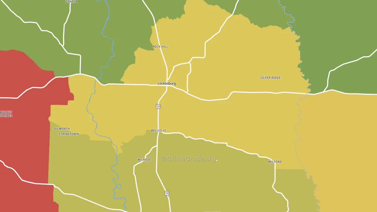Lockesburg, AR Map of Vandalism Rates