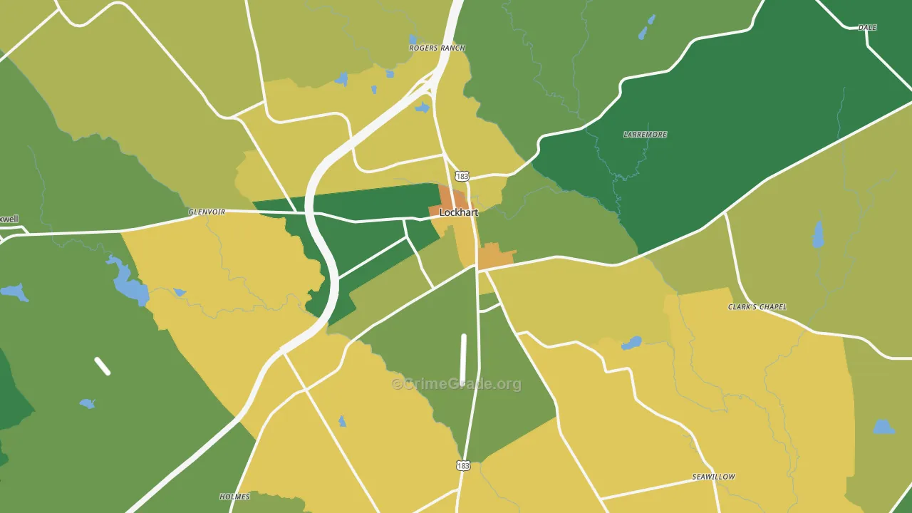 Lockhart, TX Map of Vandalism Rates