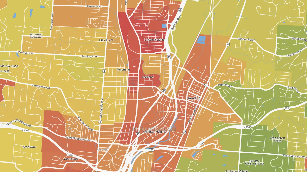Lockland, OH Map of Vandalism Rates