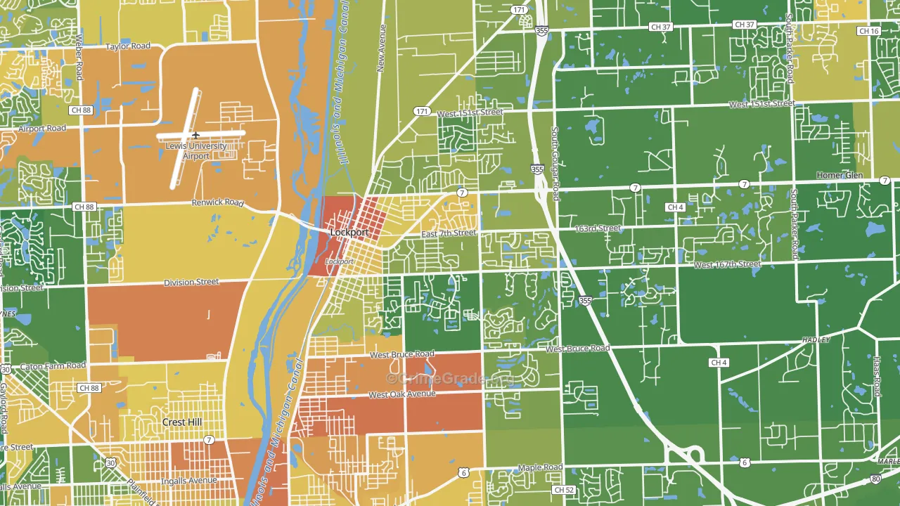 Lockport, IL Map of Vandalism Rates